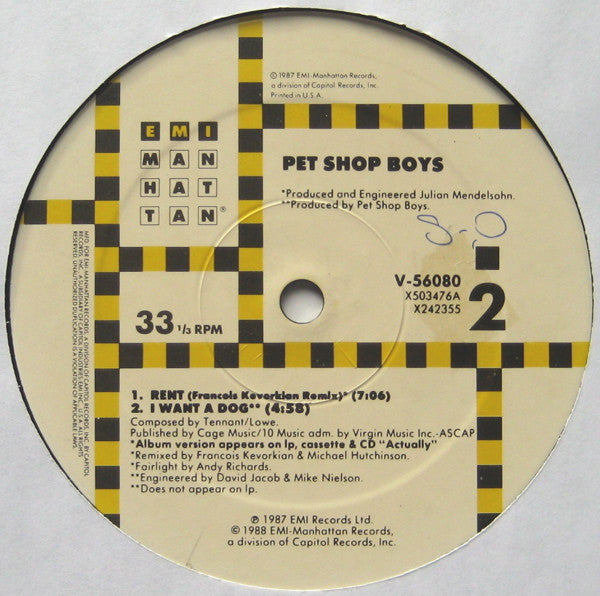 Pet Shop Boys And Dusty Springfield / Pet Shop Boys : What Have I Done To Deserve This? / Rent (12")
