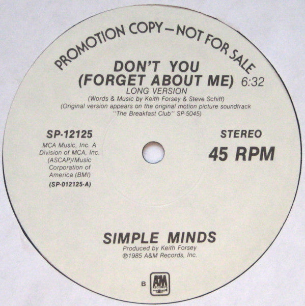 Simple Minds : Don't You (Forget About Me) (12", Single, Promo)