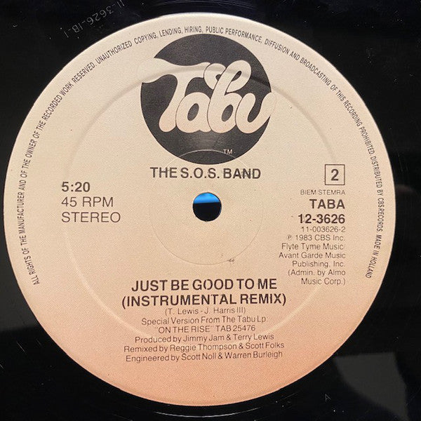 The S.O.S. Band : Just Be Good To Me (12", Maxi)