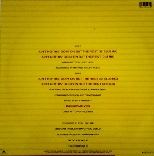 Gwen Guthrie : Ain't Nothin' Goin' On But The Rent (12", Single, Promo)