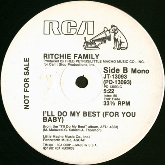 Ritchie Family* : I'll Do My Best (For You Baby) (12", Mono, Promo)