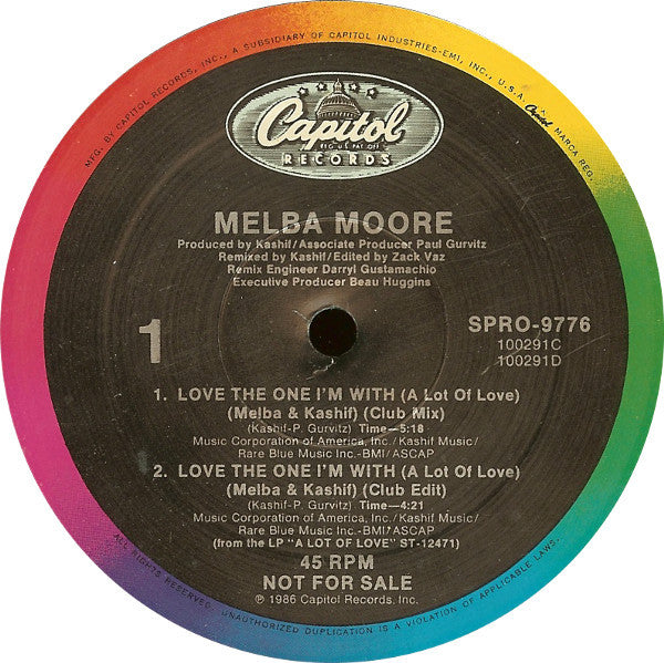 Melba Moore : Love The One I'm With (A Lot Of Love) (12", Promo)