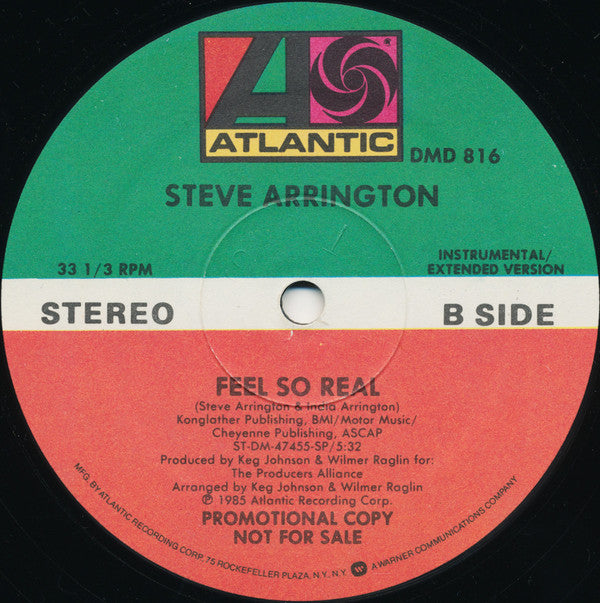 Steve Arrington : Feel So Real (12", Maxi, Promo)