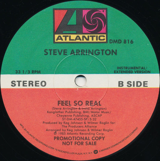 Steve Arrington : Feel So Real (12", Maxi, Promo)