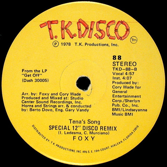 Foxy : Get Off / Tena's Song (12")