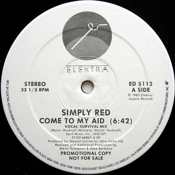 Simply Red : Come To My Aid (12", Promo)