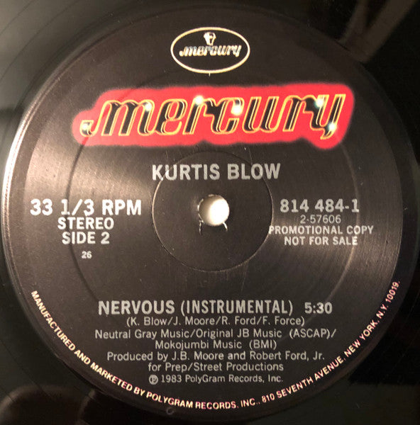 Kurtis Blow : Nervous (12", Promo)