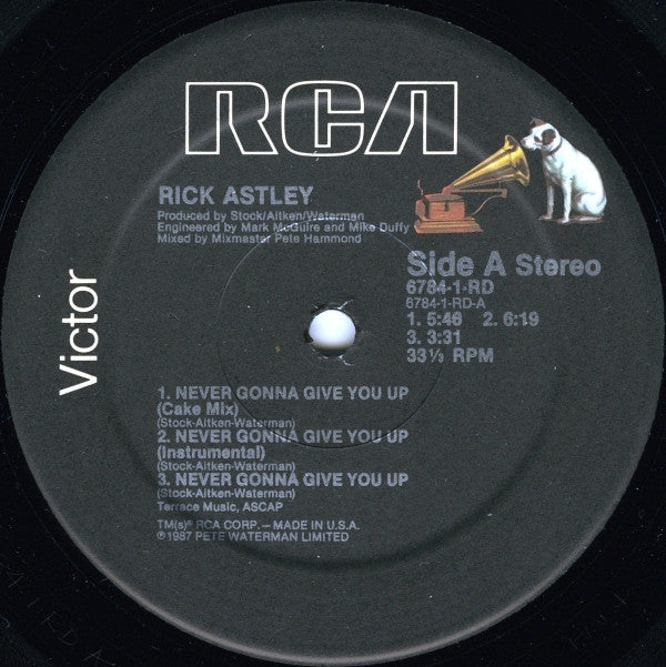Rick Astley : Never Gonna Give You Up (12", Maxi)