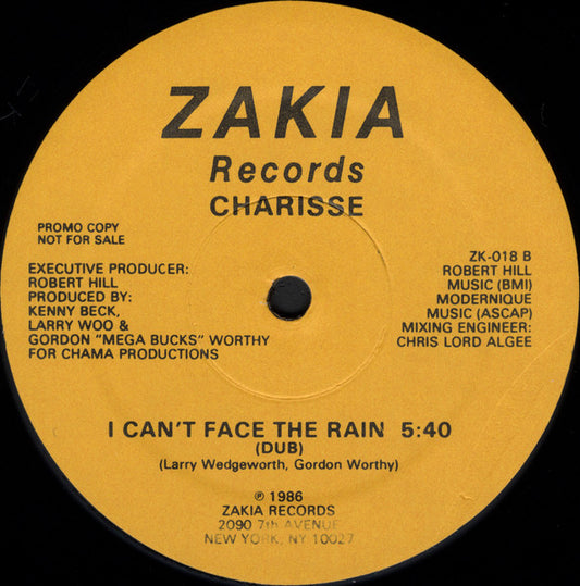 Charisse (3) : I Can't Face The Rain (12", Promo)