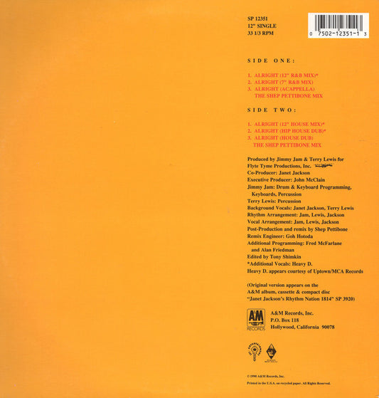 Janet Jackson : Alright (12", Single)