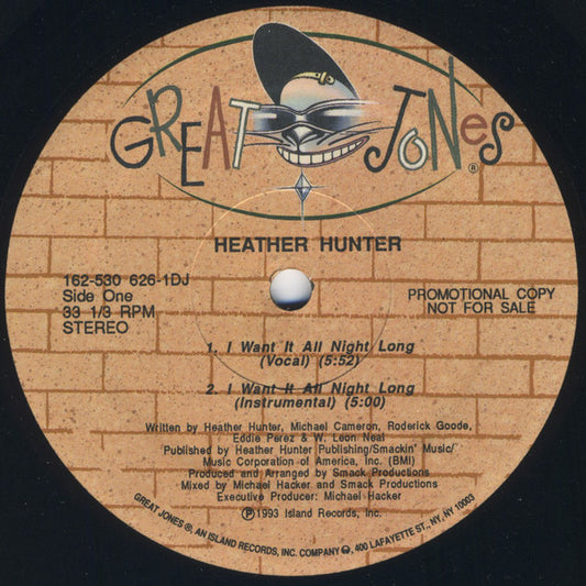 Heather Hunter : I Want It All Night Long (12", Promo)