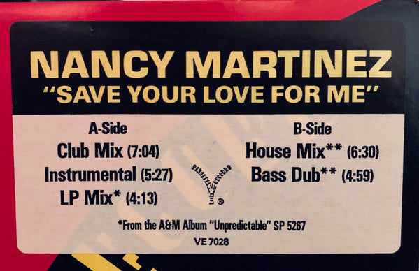 Nancy Martinez : Save Your Love For Me (12", Promo)