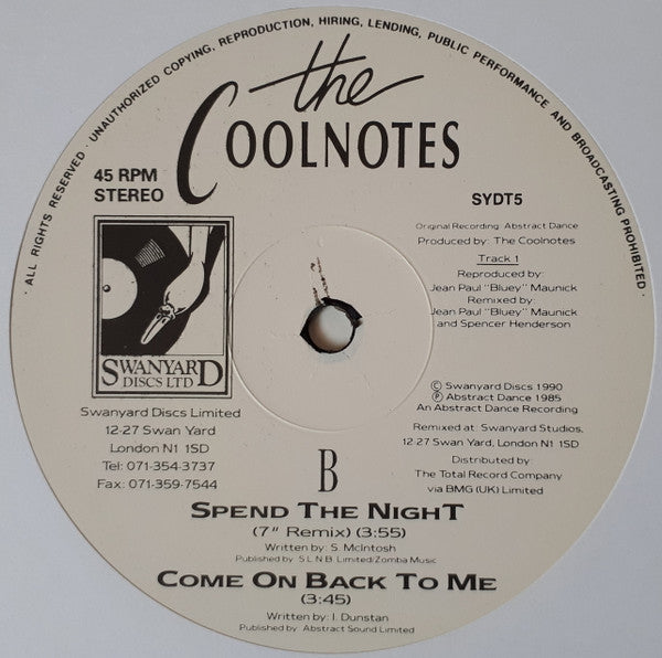 The Cool Notes : Spend The Night (Remix) (12")