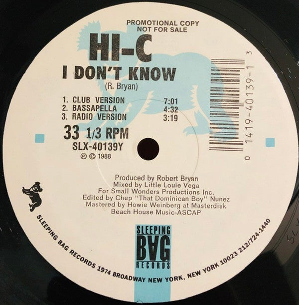 Hi-C (2) : I Don't Know (12", Promo)