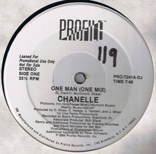 Chanelle : One Man (12", Promo)