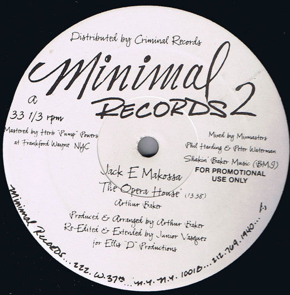Jack E Makossa : The Opera House (12", Promo)