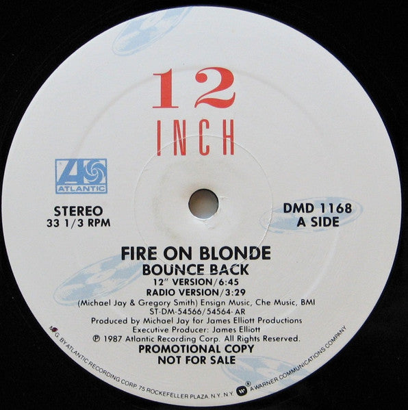 Fire On Blonde : Bounce Back (12", Promo, AR )