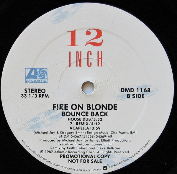 Fire On Blonde : Bounce Back (12", Promo, AR )