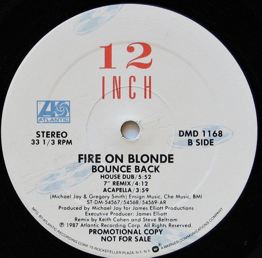 Fire On Blonde : Bounce Back (12", Promo, AR )