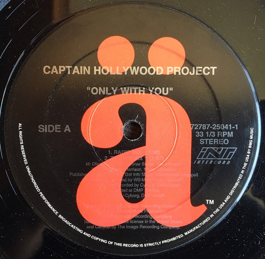 Captain Hollywood Project : Only With You (12")