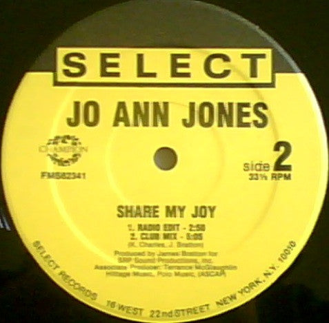 Jo Ann Jones : Share My Joy (12")