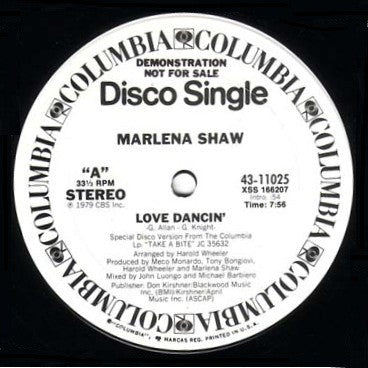 Marlena Shaw : Love Dancin' (12", Single, Promo)