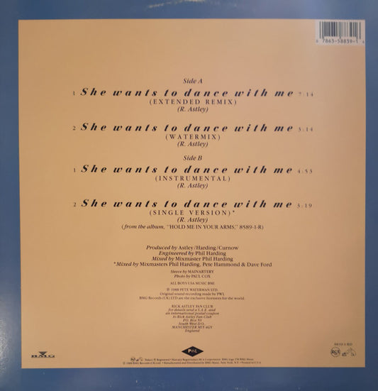 Rick Astley : She Wants To Dance With Me (12", Promo)