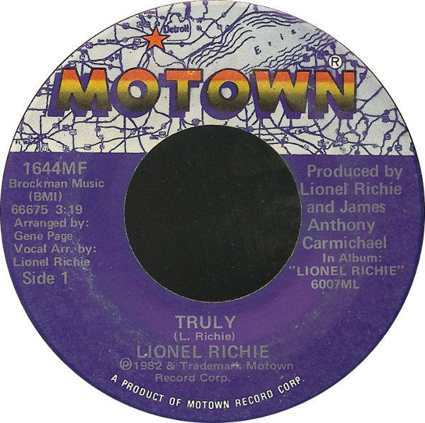 Lionel Richie : Truly (7", Single)
