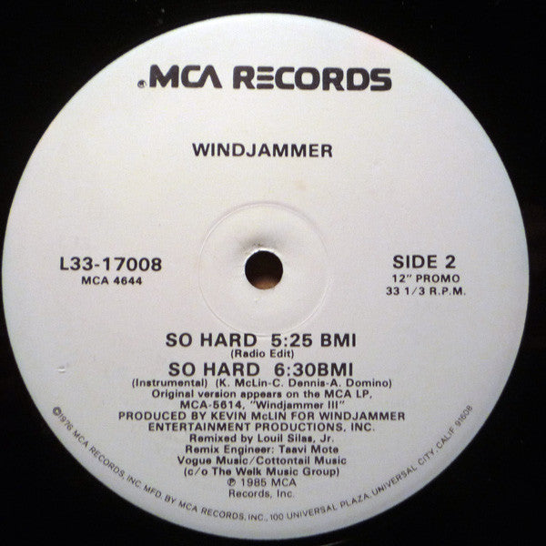 Windjammer : So Hard (12", Promo)