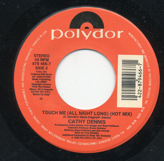 Cathy Dennis : Touch Me (All Night Long) (7")