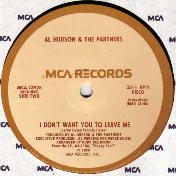 Al Hudson & The Partners : You Can Do It / I Don't Want You To Leave Me (12", Pin)