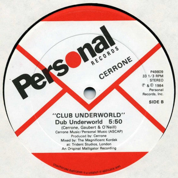 Cerrone : Club Underworld (12", Single)