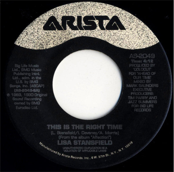 Lisa Stansfield : This Is The Right Time (7", Single)