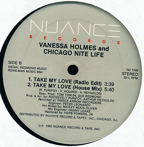 Vanessa Holmes And Chicago Nite Life : Take My Love (12")