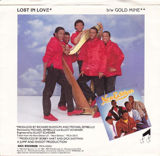 New Edition : Lost In Love (7", Single, Pin)