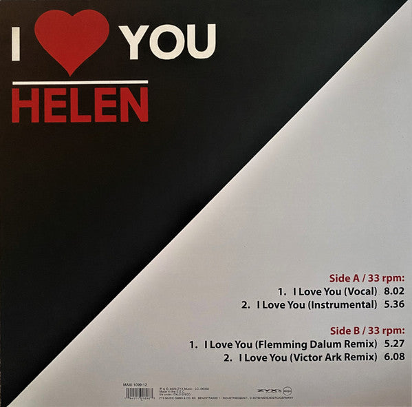 Helen (2) : I Love You (12", Maxi, RE, Tra)