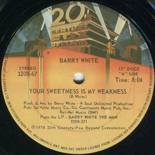 Barry White : Your Sweetness Is My Weakness (12")