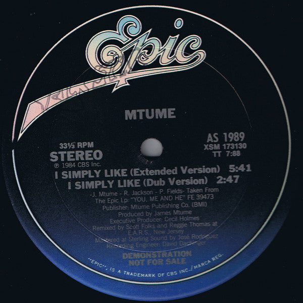 Mtume : I Simply Like (12", Promo)