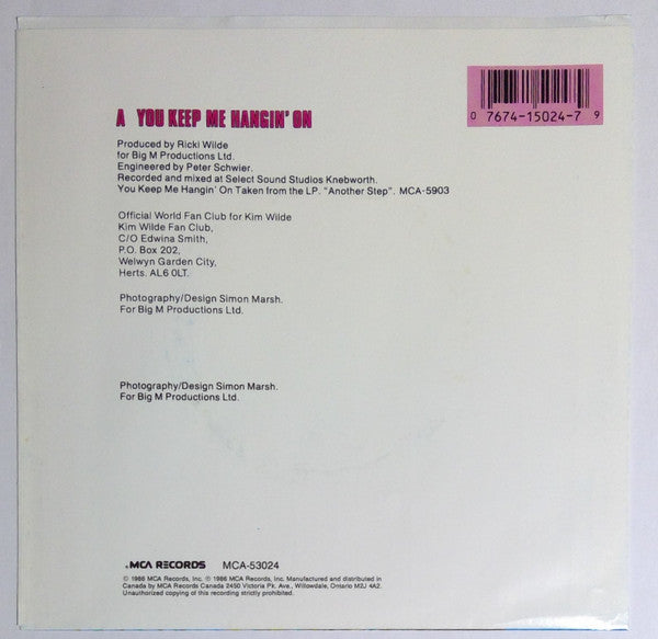 Kim Wilde : You Keep Me Hangin' On (7", Single)