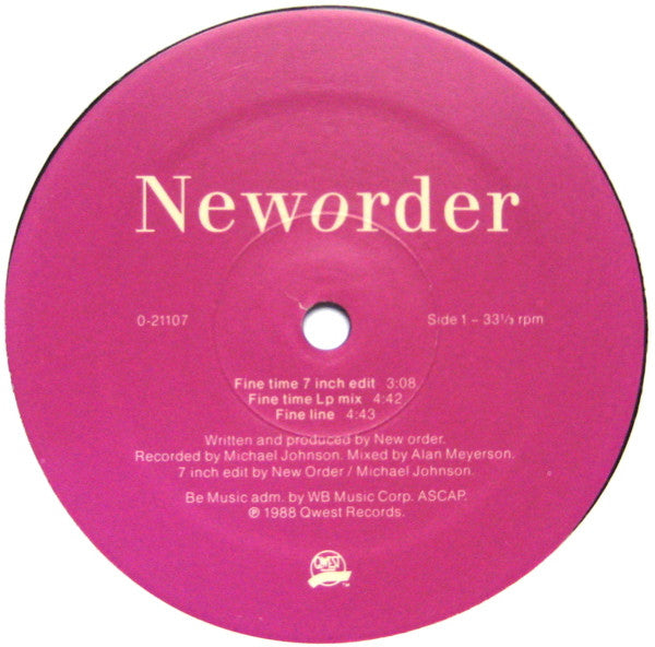 New Order : Fine Time (12", Maxi, Spe)