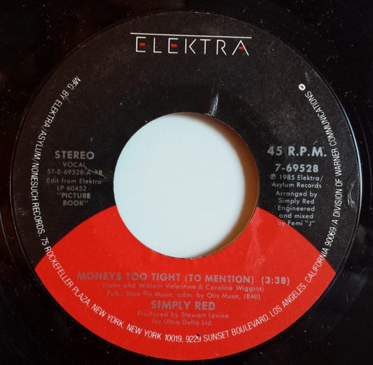 Simply Red : Money$ Too Tight (To Mention) (7", Single, Styrene)