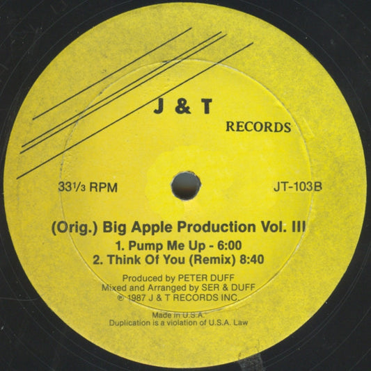 Various : (Orig.) Big Apple Production Vol. III (12", P/Mixed, Unofficial)