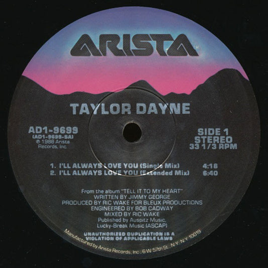 Taylor Dayne : I'll Always Love You (12")