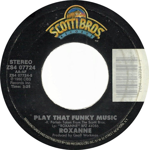 Roxanne (8) : Play That Funky Music (7", Single, Styrene, Car)