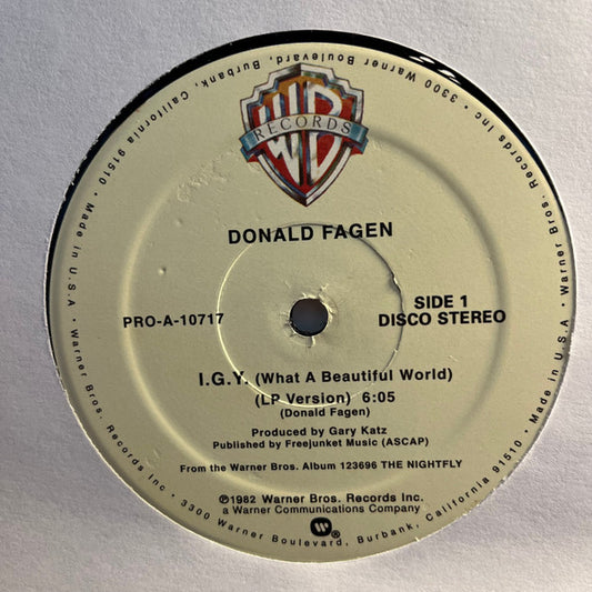 Donald Fagen : I.G.Y. (What A Beautiful World) (12", Promo, RE, Unofficial)