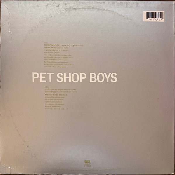 Pet Shop Boys : Opportunities (Let's Make Lots Of Money) (12", Single, All)