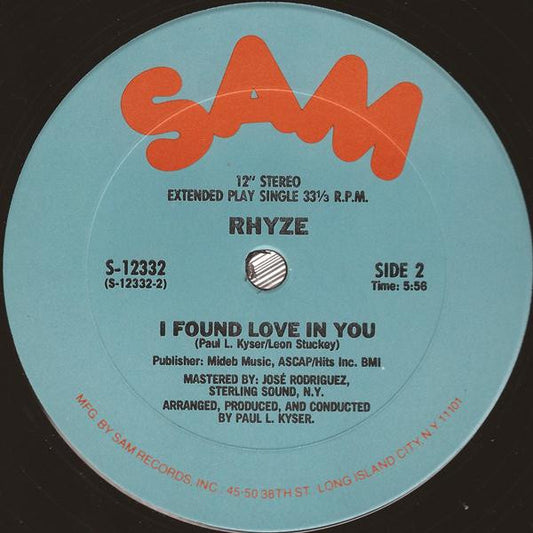 Rhyze : Just How Sweet Is Your Love (12", Single)