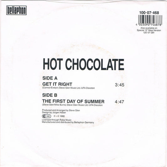 Hot Chocolate : Get It Right (7", Single)