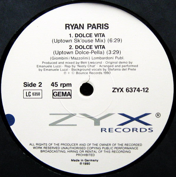 Ryan Paris : Dolce Vita '90 (12")