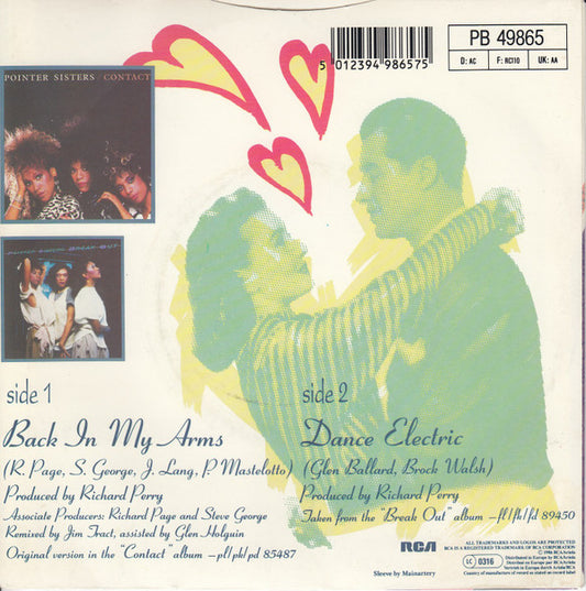 Pointer Sisters : Back In My Arms (7", Single)